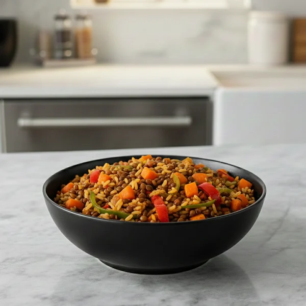 D1: Arroz yamani, lentejas y vegetales