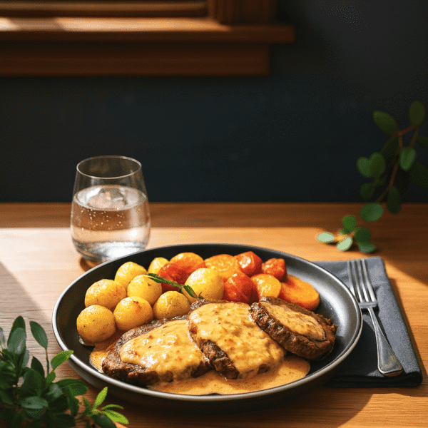 Colita de cuadril en salsa glas